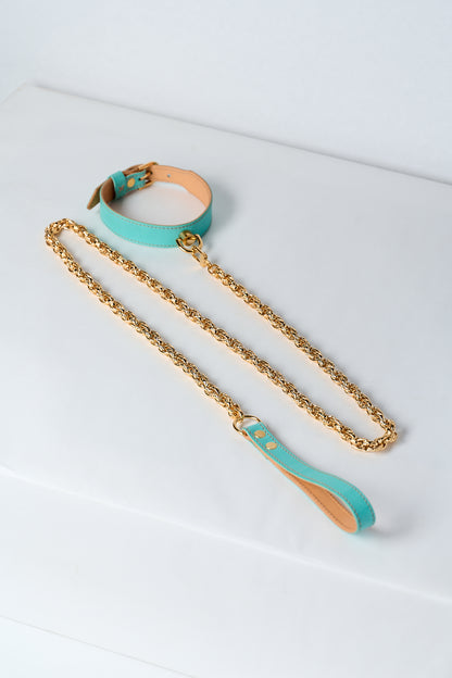 The Serpent and The Muse | Gold Luxury Leather Choker & Lead