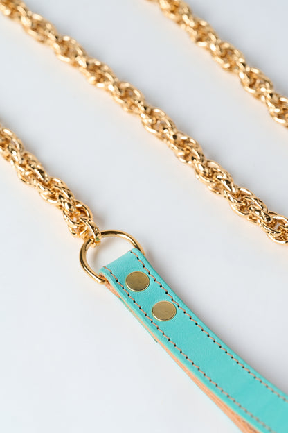 The Serpent and The Muse | Gold Luxury Leather Choker & Lead