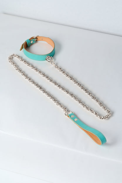 The Serpent and The Muse | Silver Luxury Leather Choker & Lead