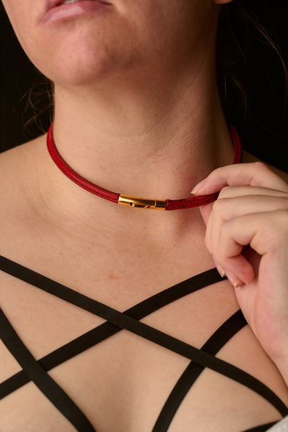 The Lockable Peek-A-Boo | Leather Day Collar
